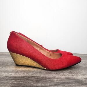 Deesigns by Dee Ocleppo Red Pony Hair Pointed Toe Wedge Heels Size 8.5 Classy